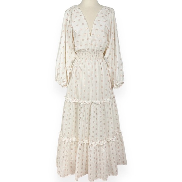 Perry Walker Collective Dresses & Skirts - Perry Walker Collective Vanessa Lurex Maxi Dress Tiered Pink White Gauze Large 3